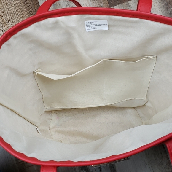 NWOT Laura Geller Beauty Red/Straw bag - Picture 3 of 8